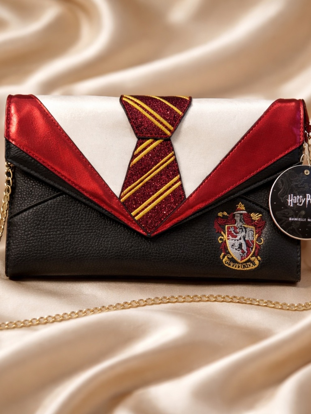 Gryffindor Tie Accent Envelope Clutch in Red, Black & Cream